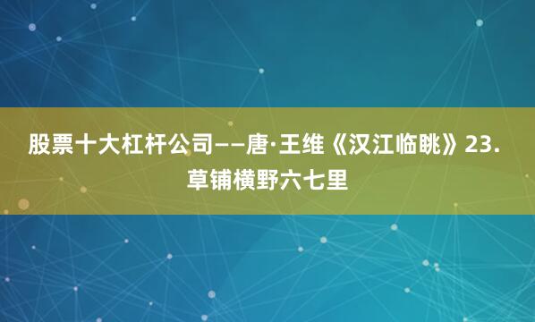 股票十大杠杆公司——唐·王维《汉江临眺》23. 草铺横野六七里